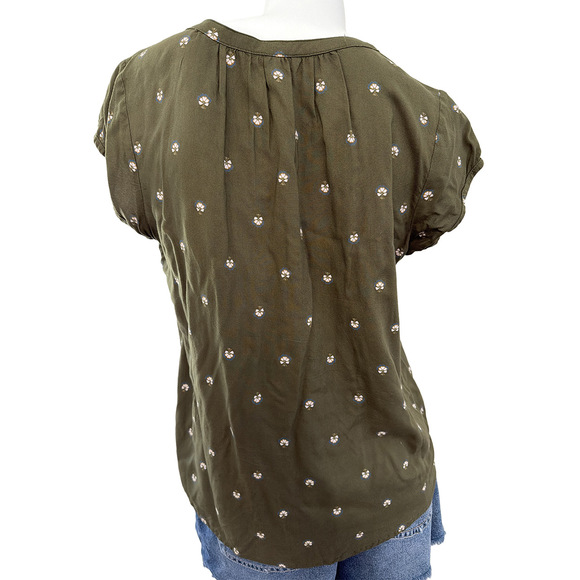 Sonoma earthy green Loose Ditzy Floral Cottagecore Cap short sleeve Sleeve top - Picture 4 of 7